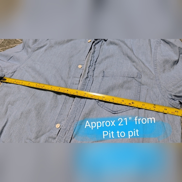 Distillery Apparel, mens med, denim look button up t shirt - EUC - Picture 3 of 10